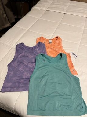 Old Navy Women’s Active Tank Tops in Teal, Lavender, and Orange